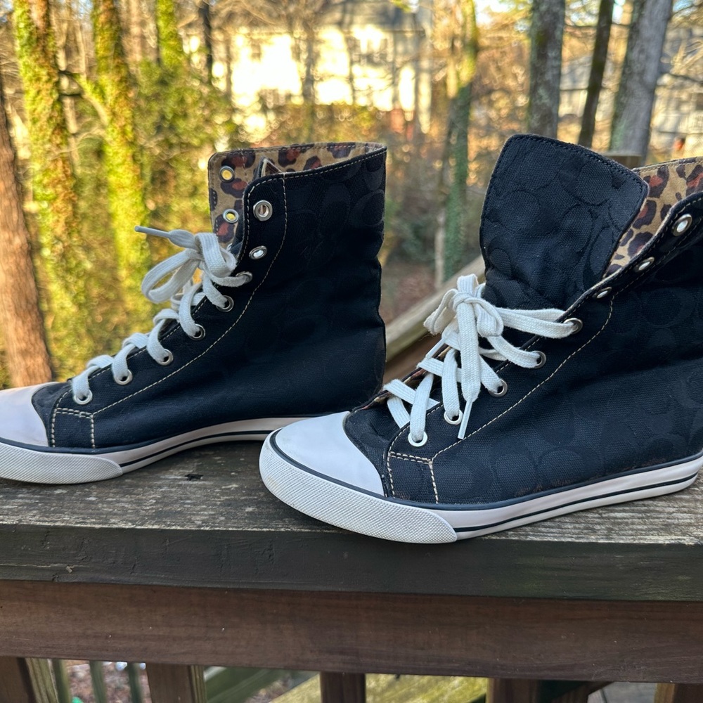 Coach High Top Leopard Sneakers